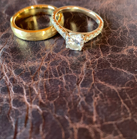 Golden Grace | 4mm 18K Gold Plated Hammered Tungsten Carbide Women's Wedding Ring