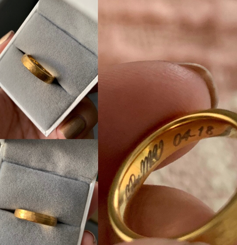 Golden Grace | 4mm 18K Gold Plated Hammered Tungsten Carbide Women's Wedding Ring