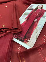 Qalamkar Luxury Embroidered Lawn 3pc with Embroidered Organza Dupatta - NA1841