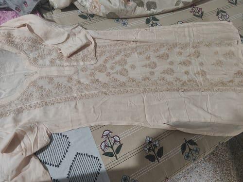 Women's Lucknowi Handcrafted Muslin Chikankari Kurti - HONC0163087