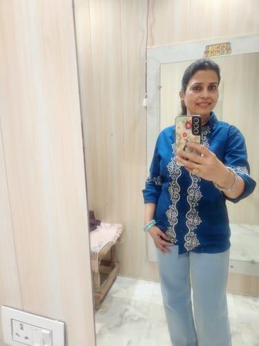 Women's Lucknowi Handcrafted Slub Cotton Chikankari Shirt - HONC0299112