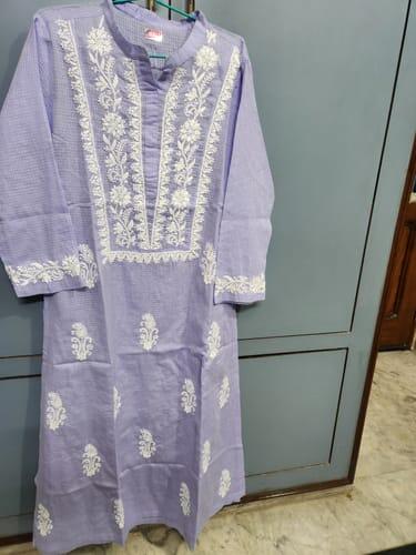 Women's Lakhnavi Handcrafted Kota Cotton Chikankari Kurti - HONC0305754