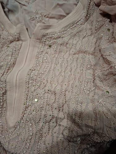 Yusra Women's Lakhnavi Handcrafted Viscose Georgette Chikankari Kurti- HONC0282700