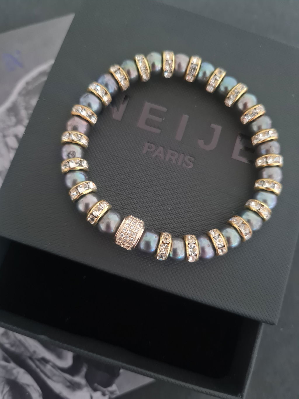 Bracelet Madame Bovary Perles de Culture Noires