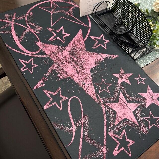 Pink Star Grunge Desk Mat