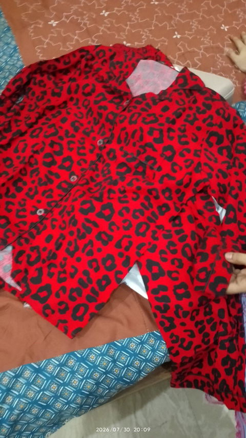 Imported Linen Printed Red Rose PJ Set-LP4