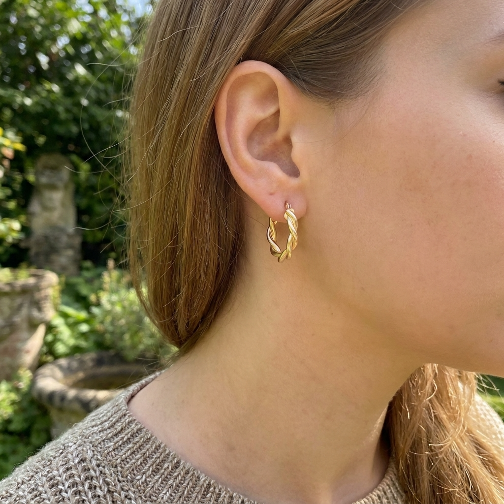 Braided Hoop Earrings in Gold