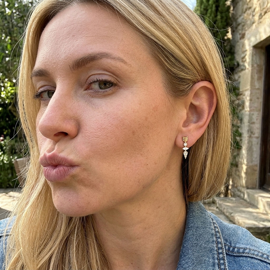 Marquise Moissanite Arrow Earrings in Gold