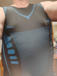 Customer wearing compression vest