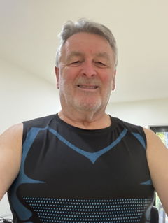 Customer wearing compression vest