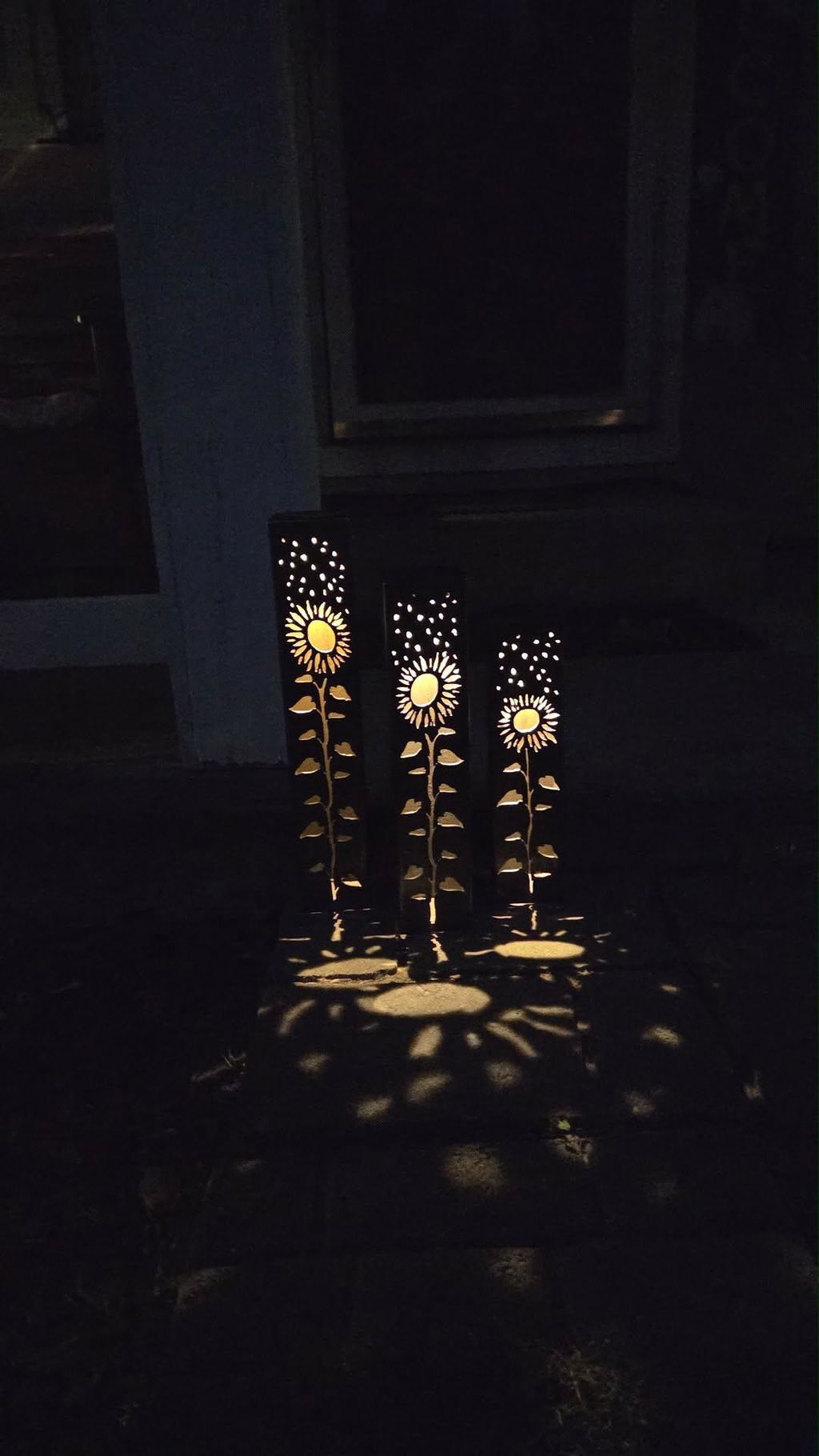 Sunflowers Under the Stars Luminary Pillars w/ Solar Cap