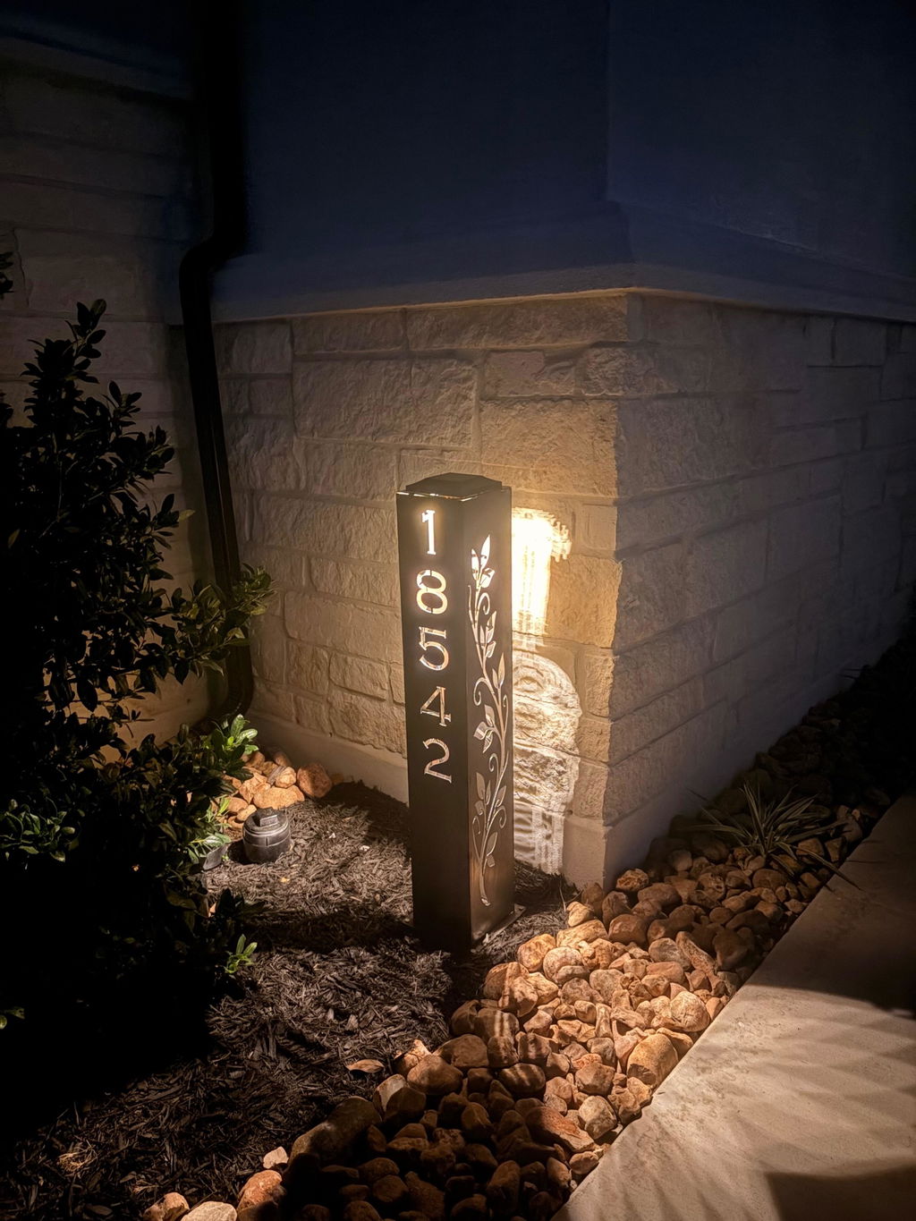 Home Address Solar Pillar Light - Steel