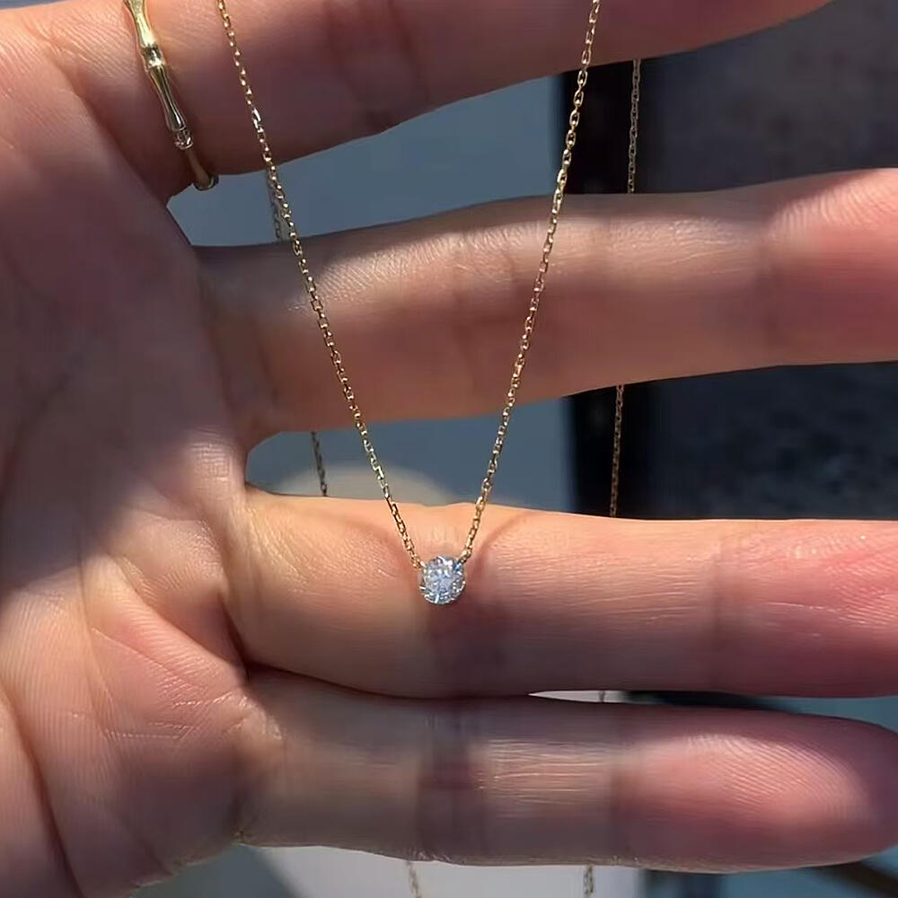 0.3CT Solitaire Lab Diamond Bridesmaid Necklace 18K Gold
