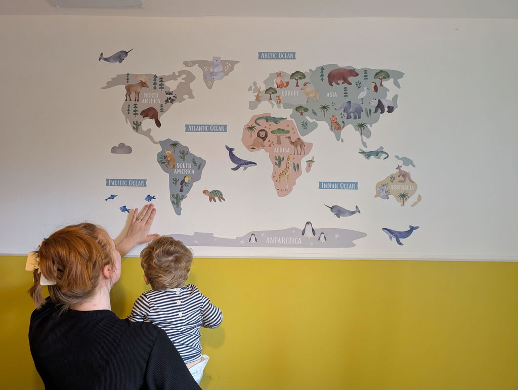 Animal World Map Nursery Wall Sticker