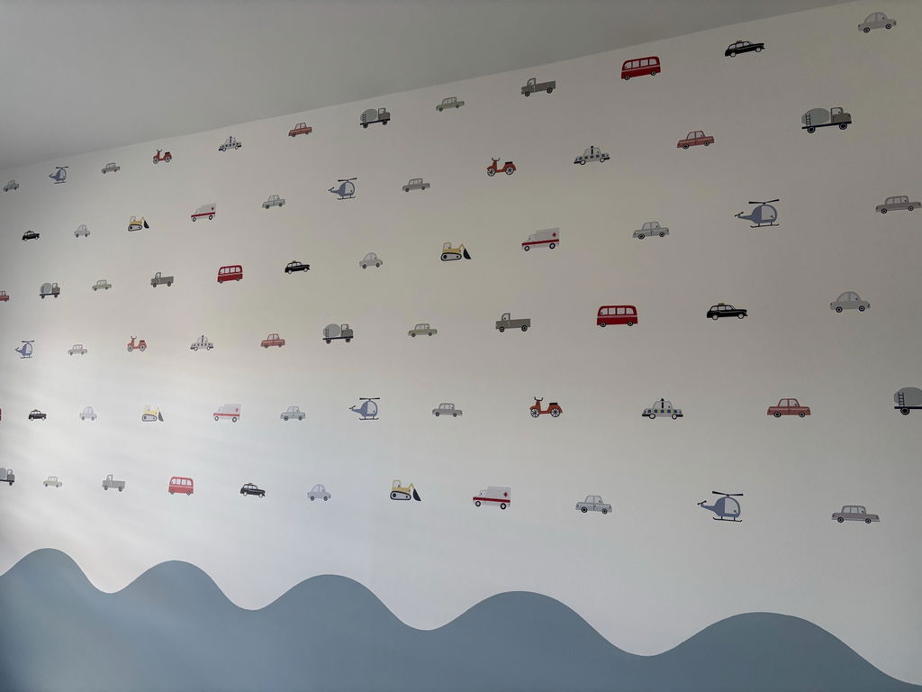 Mini Transport Vehicles Nursery Wall Stickers (Fabric)