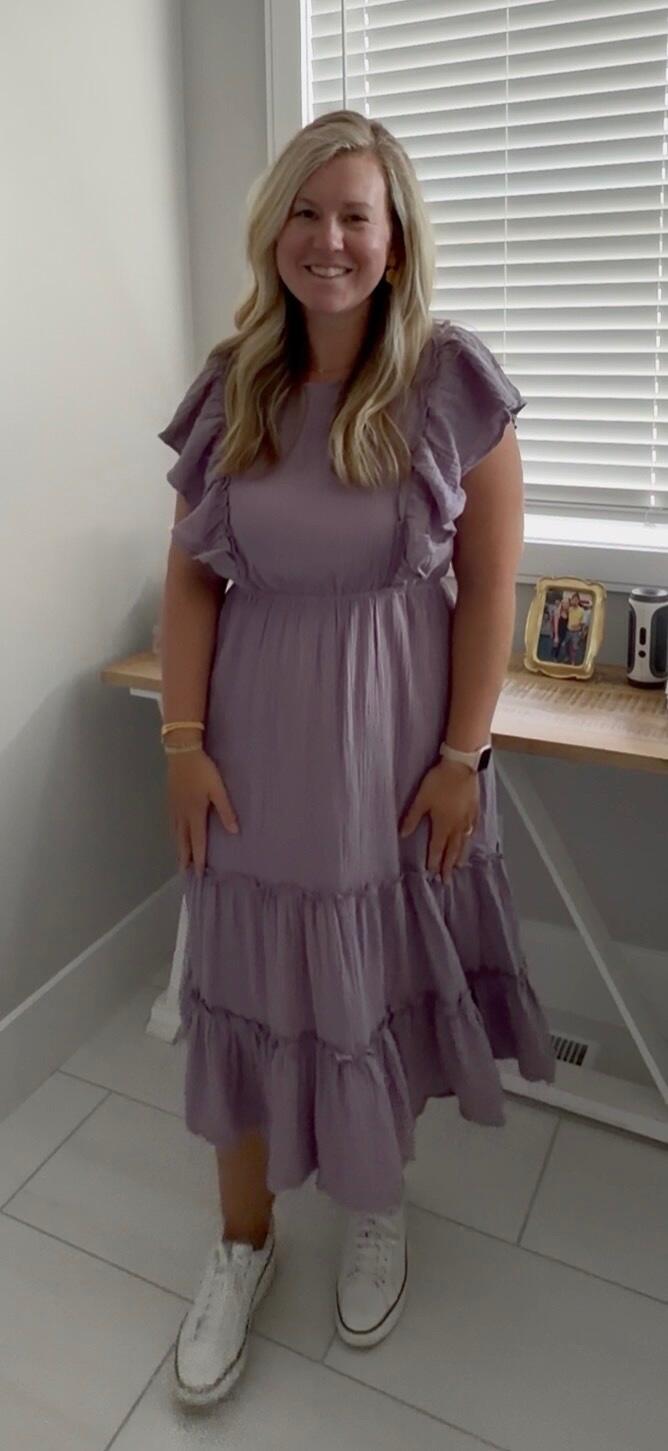 Cotton Gauze Ruffle Midi Dress- Lavender