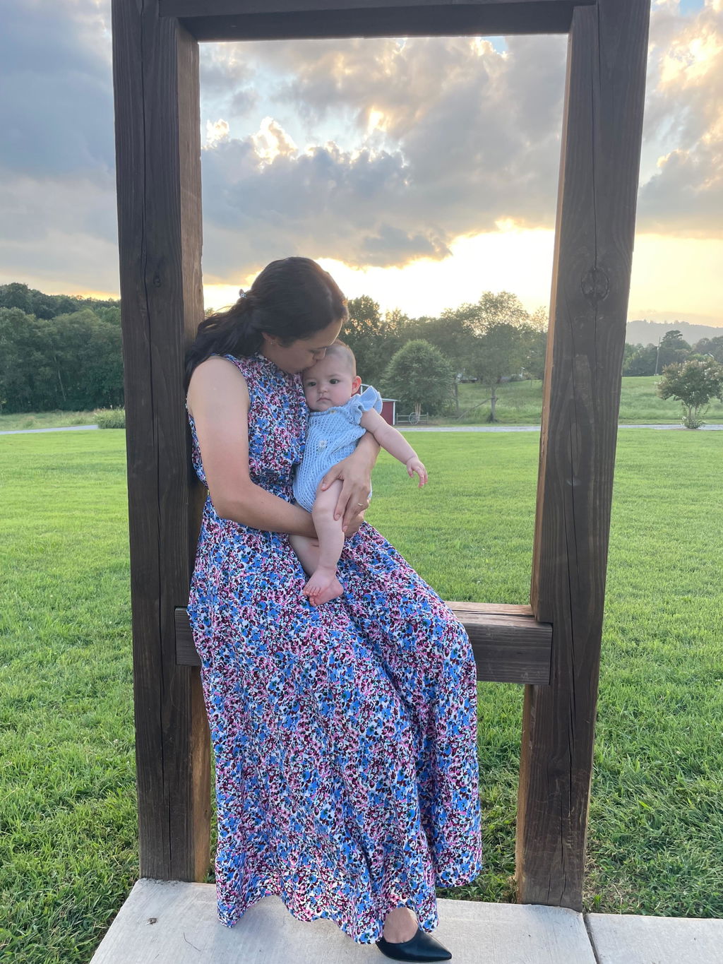 Tie Back Bow Nursing Dress - Berry Garden