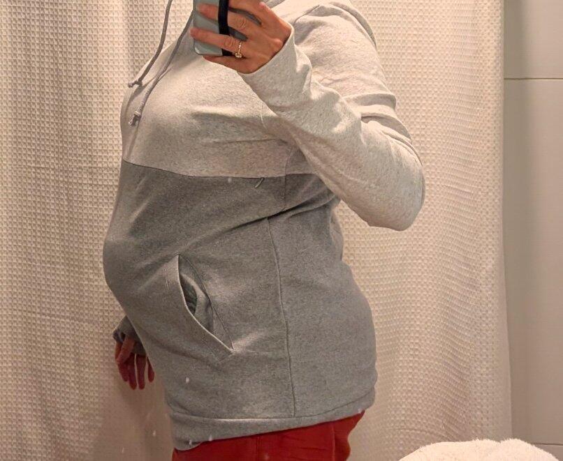 Cotton Nursing Sweatshirt Pullover - Colorblock Light Gray
