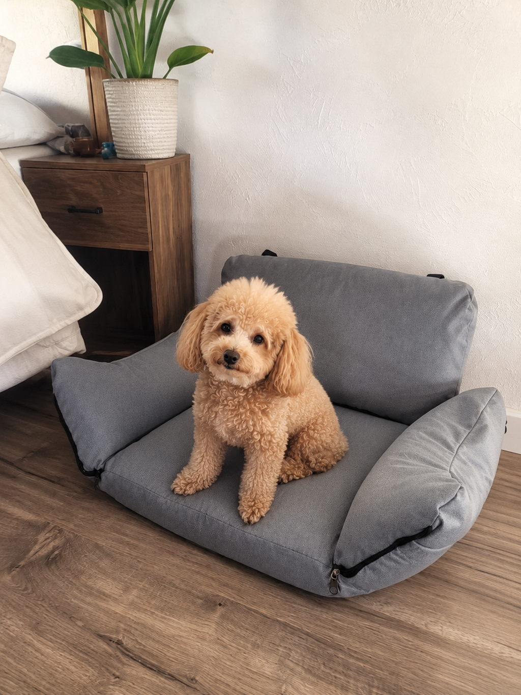 Customer photo for Nuzzigo Everywhere Bed – Dog Car Seat & Travel Bed