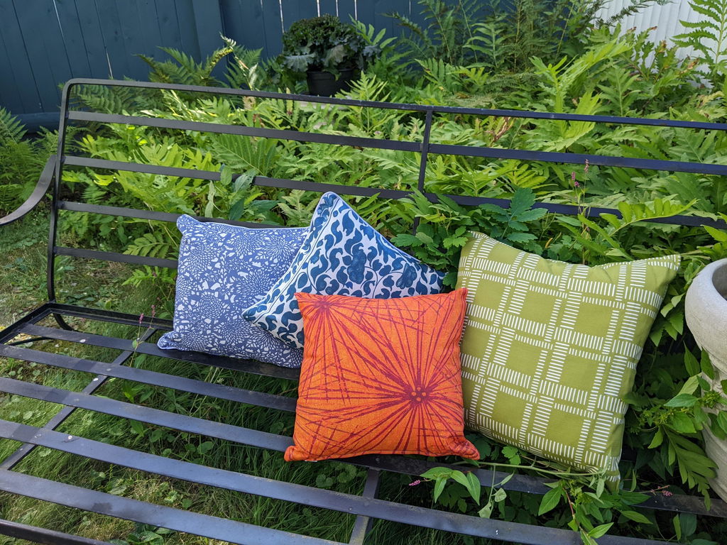 Vine Throw Pillow - Turquoise Blue (Cotton Linen)