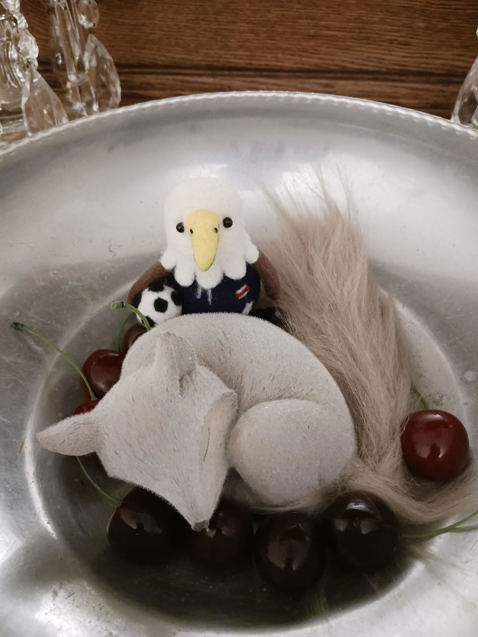 Felt Bald Eagle Soccer Player Figurine OakenArk Felt Bald Eagle Soccer Player Figurine OakenArk