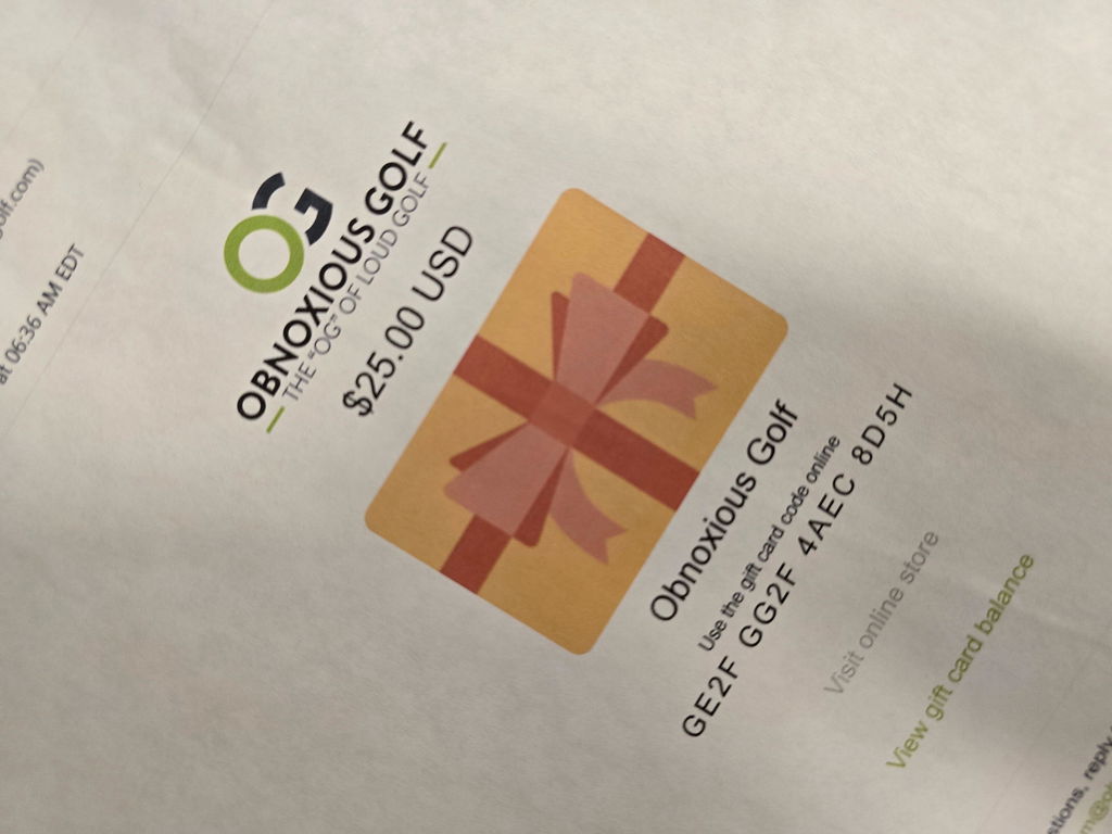 Obnoxious Golf Gift Card