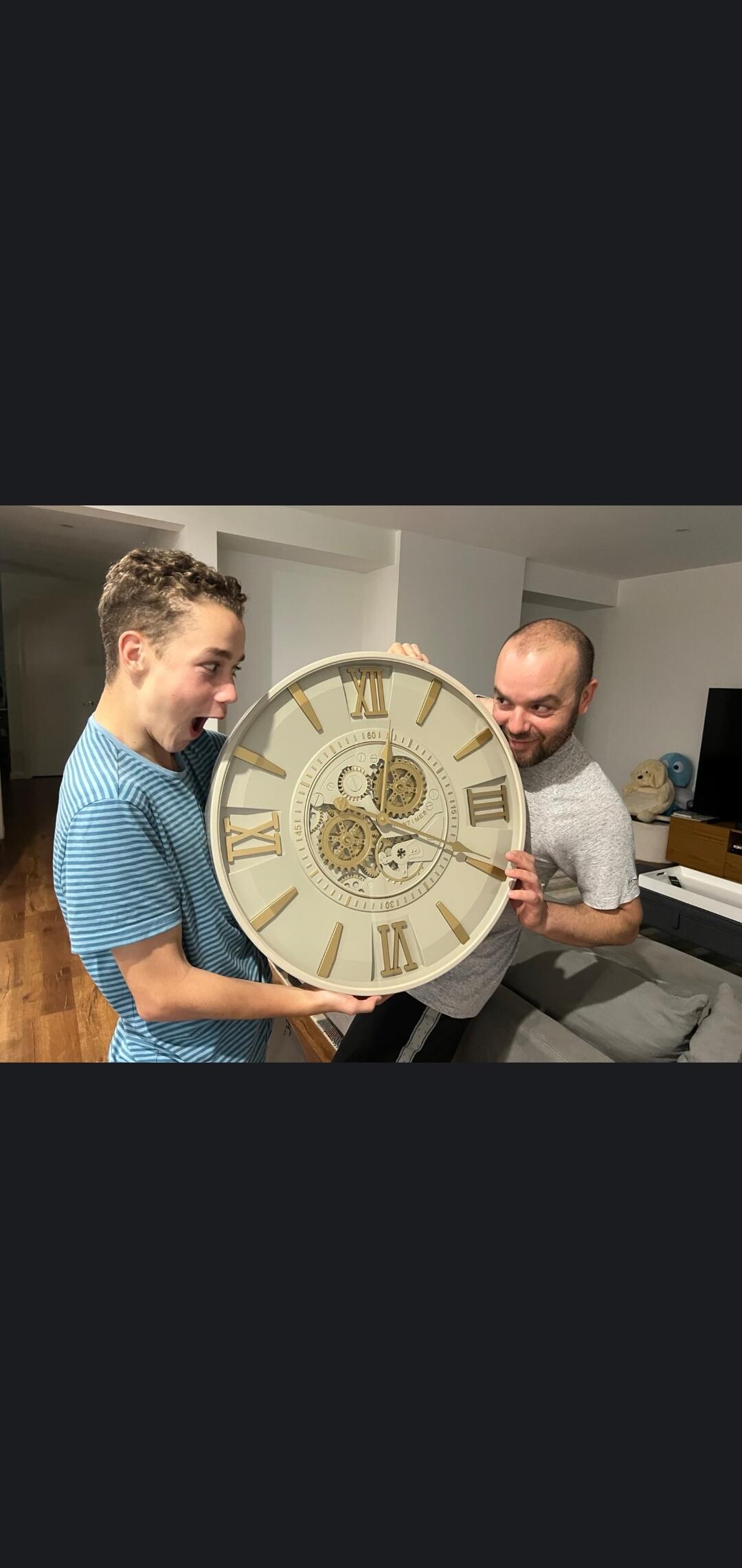 Isabella Spintime Ivory Gold Metal Moving Gears Wall Clock – Oh Clocks