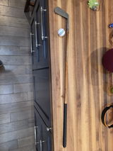 Customer photo from a review of Tacky Leather Grip Wrap | Hickory Golf Club Restoration