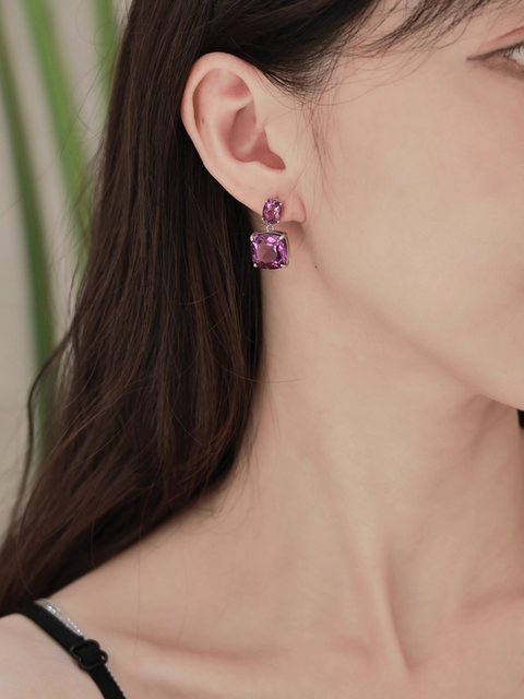 Two-Stone Amethyst Drop Earrings
