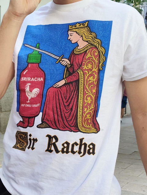Cris wearing Sir Racha T-Shirt