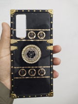 Vivo Y51s Cover - Design 1 - 3D illusion Gold Flowers Soft Trunk Case With Ring Holder
