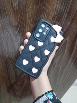 Samsung Galaxy S22 Ultra 5G Cover  - Black - 3D Pink Heart with Bow-Knot Design Soft Protective Case With Phone Charm