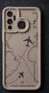 Infinix Hot 12 Play - Brown - Airplane Route Design - ONation Step Up Series - HQ Liquid Silicone Soft Case