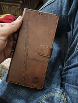 Tecno Spark 50 4G Cover - Dark Brown - Premium Leather Megantic Flip Book Covers With Card Holding Option
