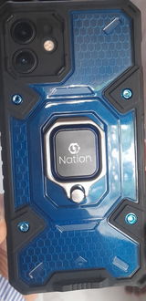 iPhone 12 Cover - Blue - ONation BIBERCAS Series - Honeycomb Shockproof Space Capsule With Magnetic Ring Holder Soft Case