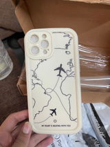iPhone 12 Pro Max  - Offwhite - Airplane Route Design - ONation Step Up Series - HQ Liquid Silicone Soft Case