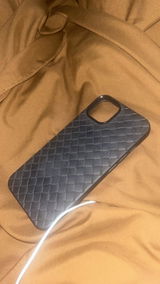 iPhone 14 Cover - Black - New Woven Design Leather Feel Soft TPU Case