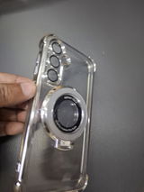 Samsung Galaxy A55 Cover - Silver - New Premnium Quality Clear Electroplated Stand Protective Case