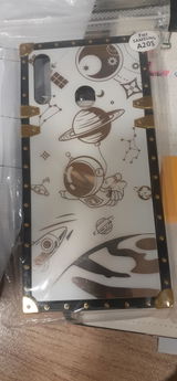 Samsung Galaxy A20s Cover - White - New Luxury Space Case With Astronode Cute Folding Stand Holder Case