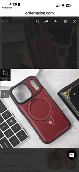 iPhone 17 Pro Max Cover - Maroon - Luxury Leather Case Supports Magsafe Wireless Charging, Kickstand Bracket Holder Soft Border Case