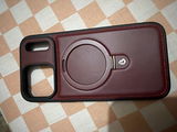 iPhone 17 Pro Max Cover - Maroon - Luxury Leather Case Supports Magsafe Wireless Charging, Kickstand Bracket Holder Soft Border Case