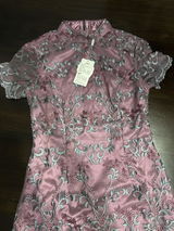Purple Lace A Line Cheongsam Qipao Dress