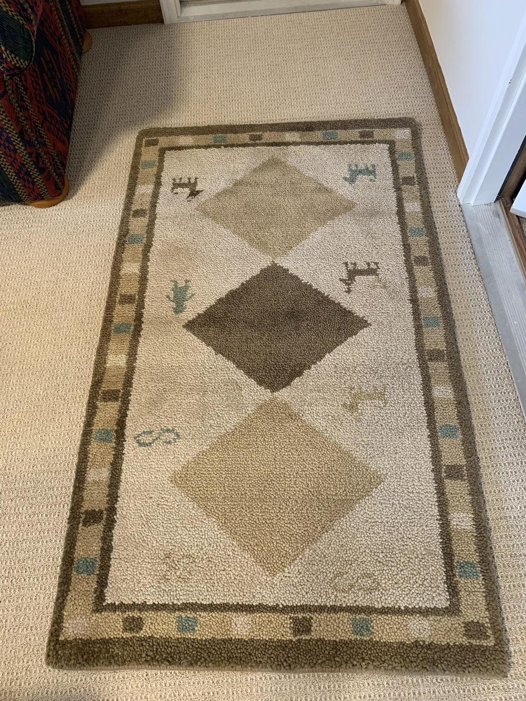 3' x 5' Hand Knotted 100% Wool Gabbeh Modern Plush Pile Area Rug Beige