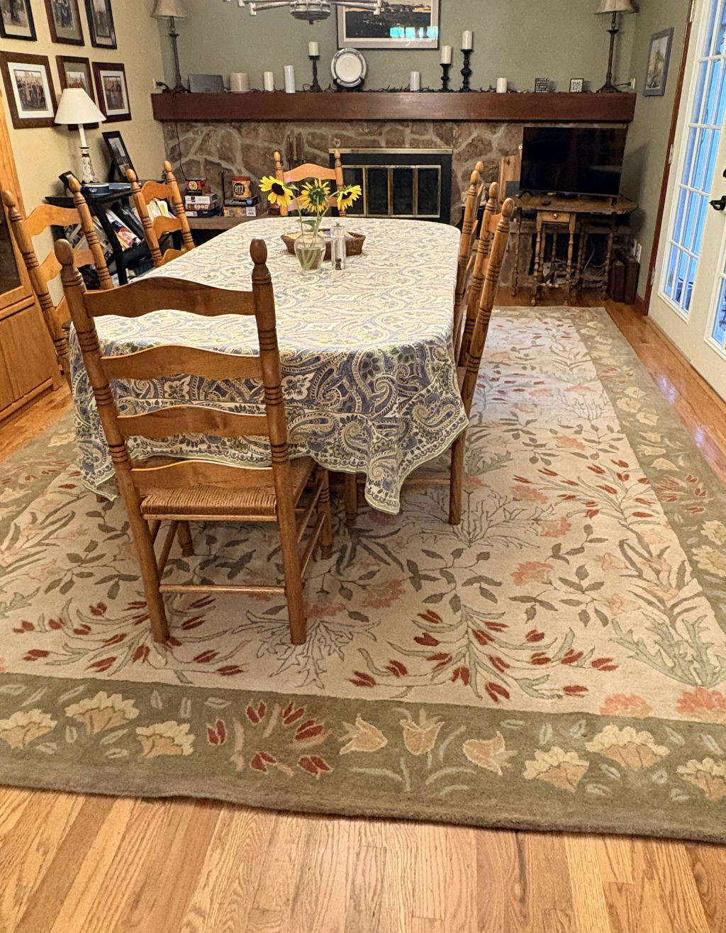 Multi Sizes Handmade Transitional Wool Botanical Floral Area Rug Beige Green