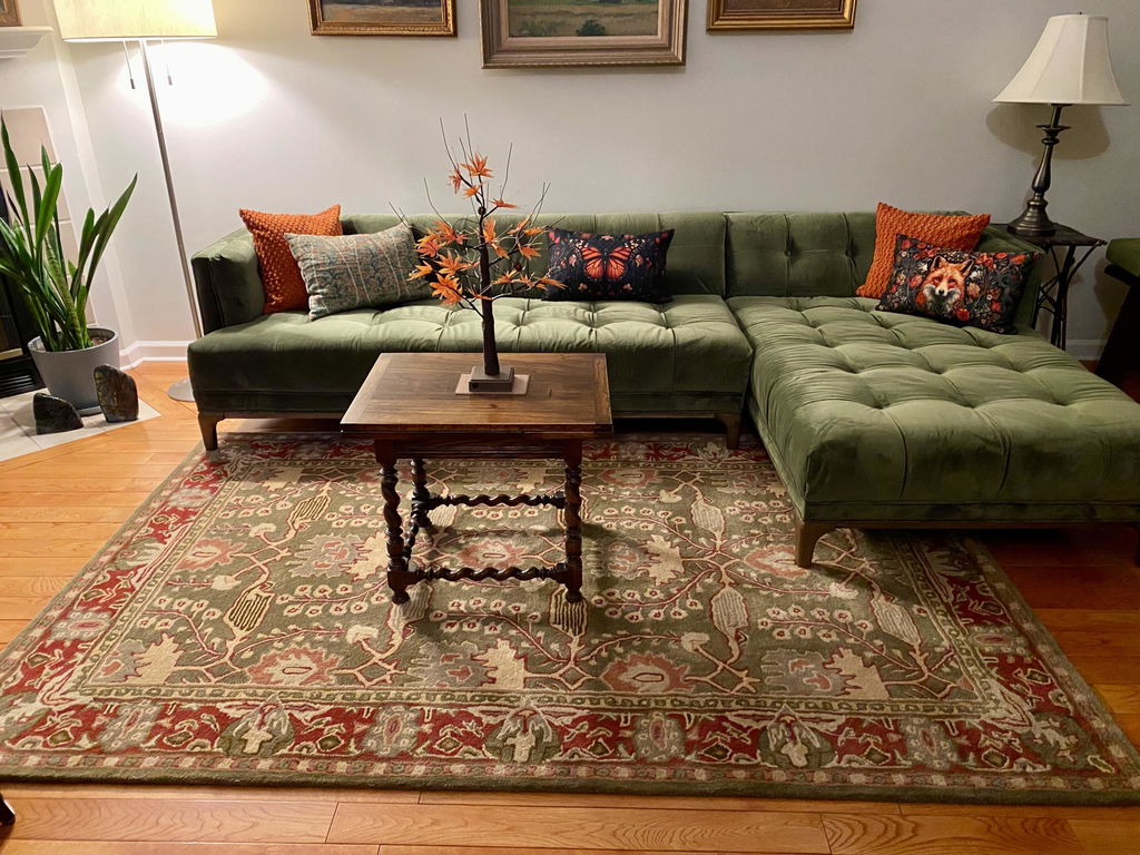 Multi Size Hand Tufted Wool Sage William Morris Arts & Crafts Plush Pile Rug