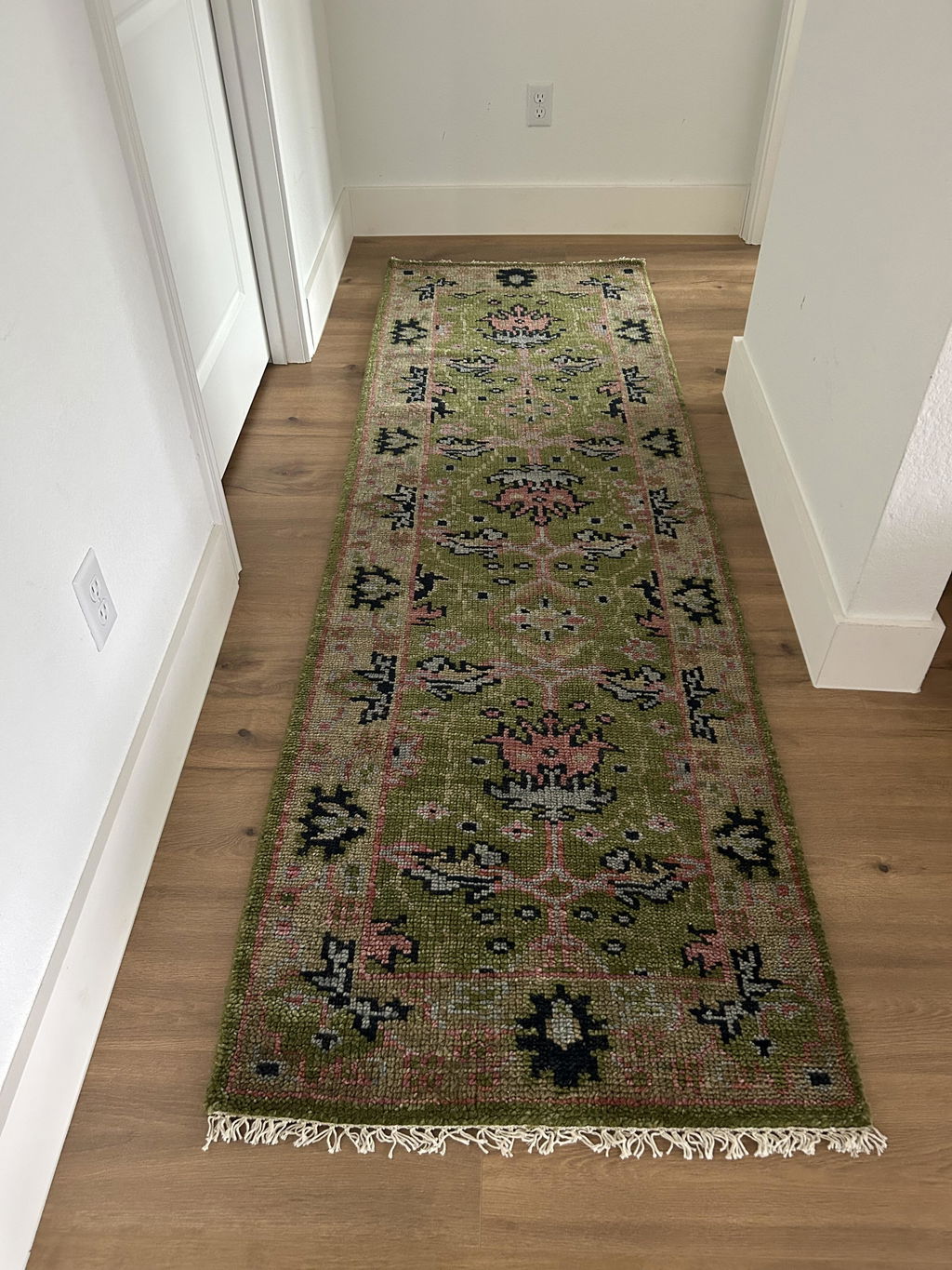 Multi Sizes Green, Pink Hand Knotted Muted Turkish Oushak 100% Wool Traditional Oriental Area Rug
