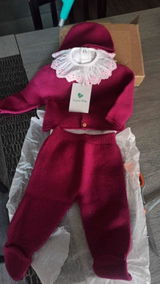 Completino neonato in misto lana – Cardigan, pantalone e cappellino