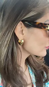 Gold Heart Hinged Hoop Earrings