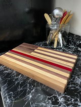 American Flag Butcher Block w/Thin Red Line