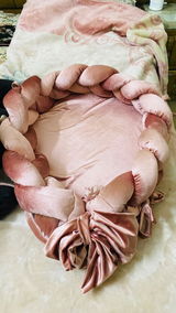 Velvet Straw Braid Baby Snuggle Bed – Sea Pink | Soft & Cozy Newborn Nest
